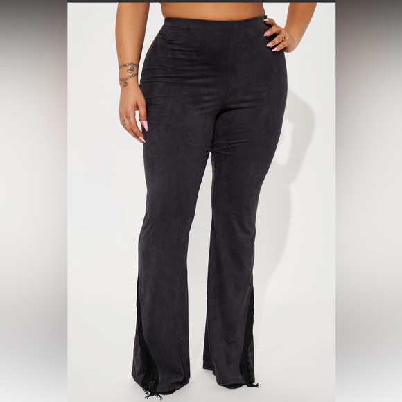 NWT❗️🤠🐴🖤 Black Faux Suede Flare Pant - Sz XL - Picture 7 of 9